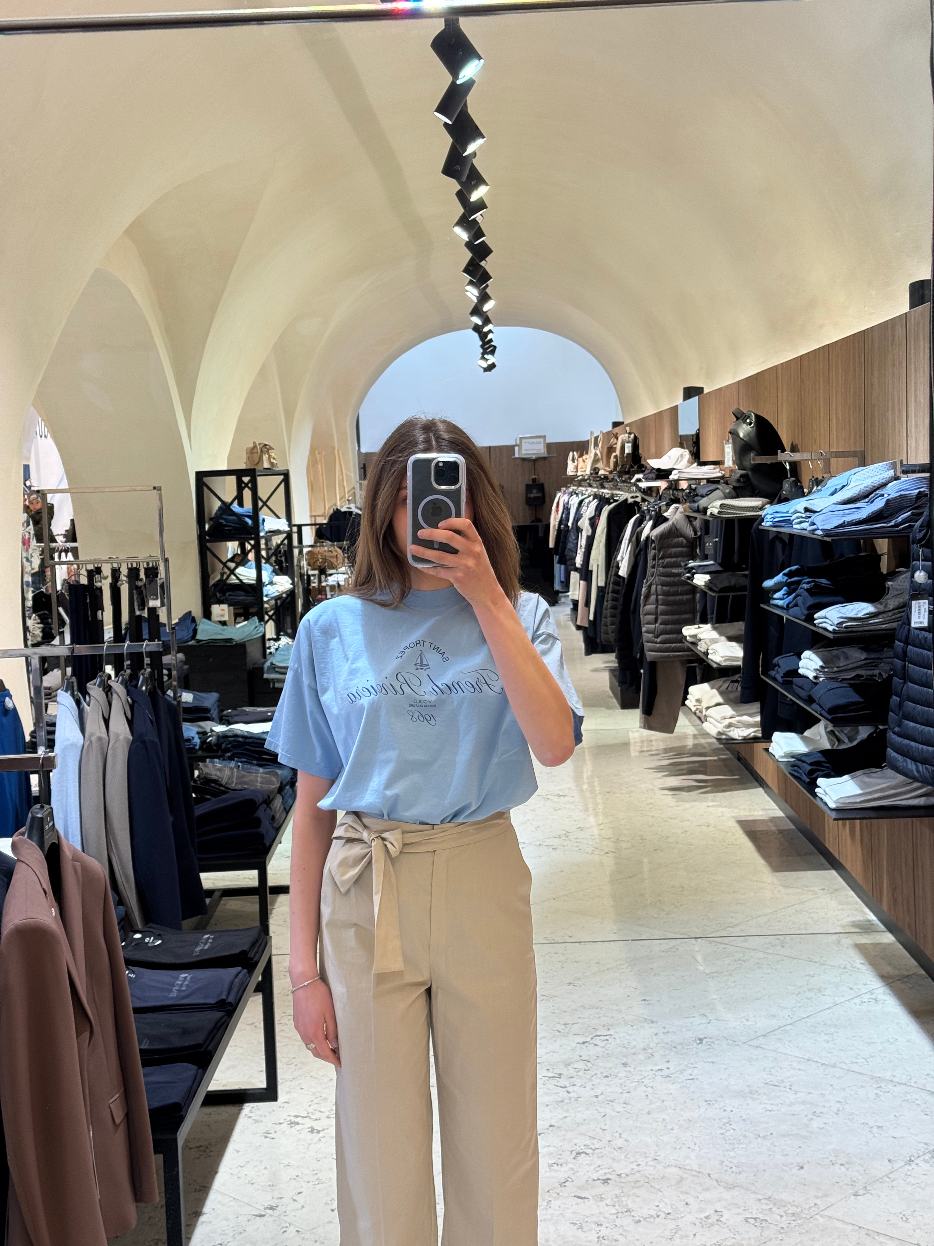 High-Waist Hose Beige aus 100% Baumwolle