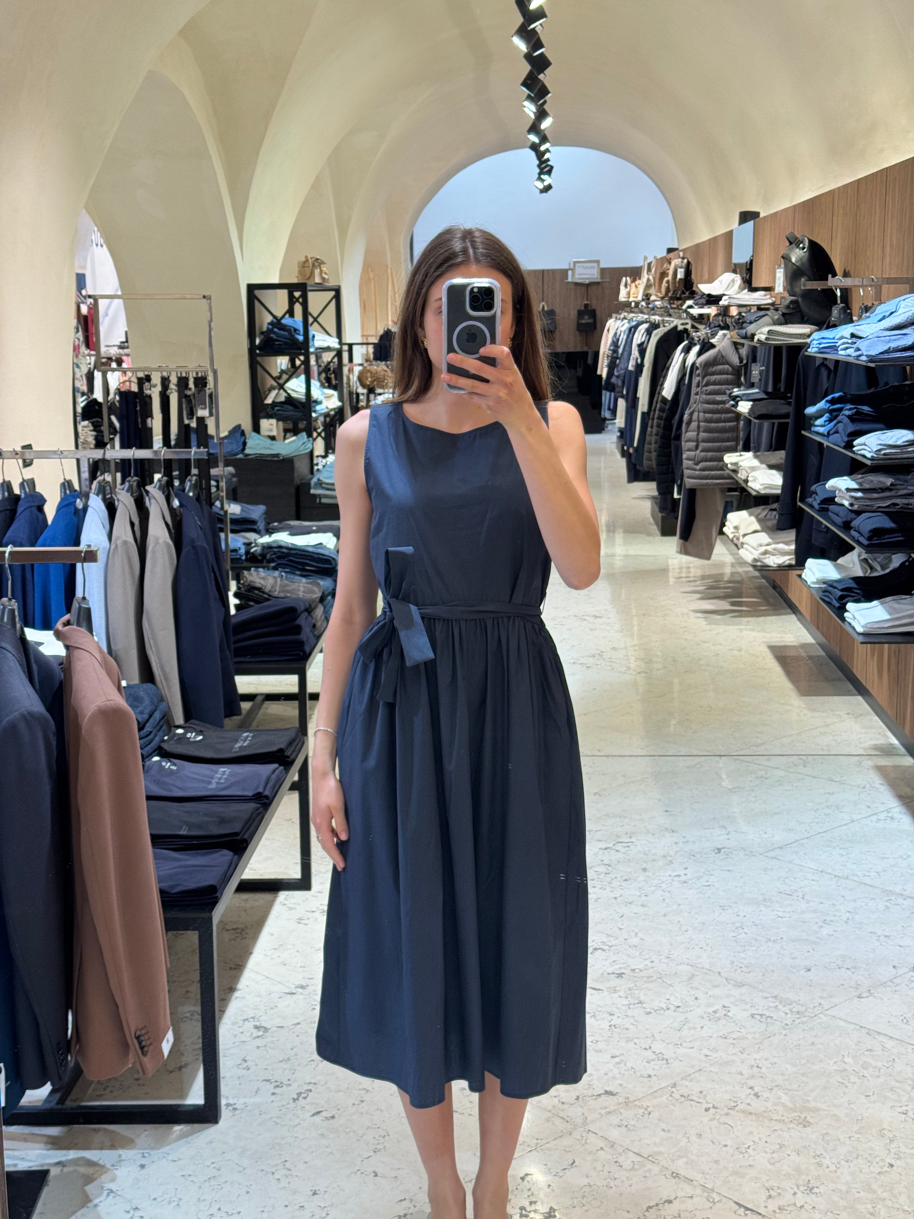 Ärmelloses Midi-Kleid zum Binden – Damen Kleid aus 100 % Baumwolle