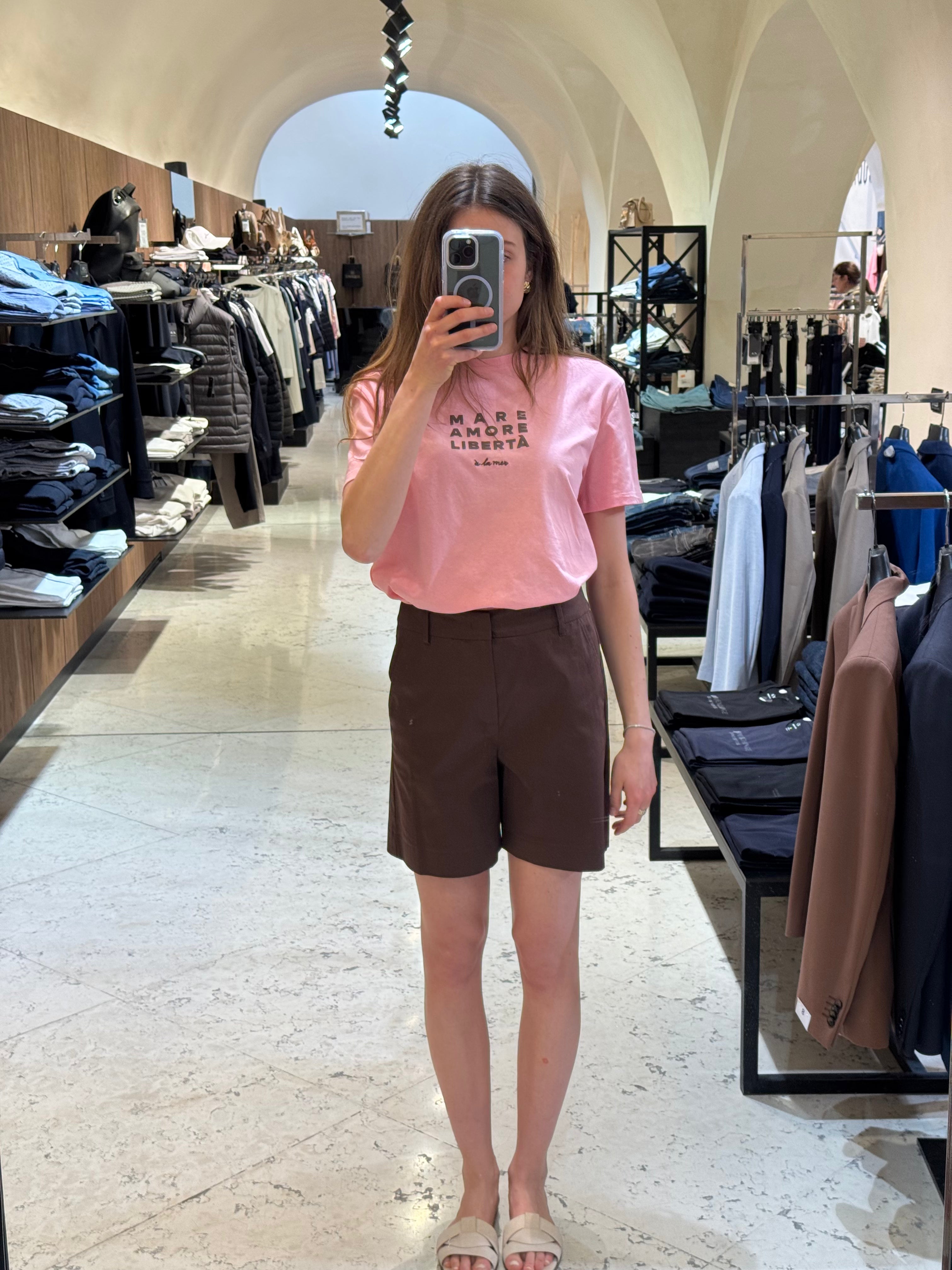 T-Shirt „MARE ARMONIA LIBERTÀ“ – Rosa Statement-Shirt aus 100 % Baumwolle