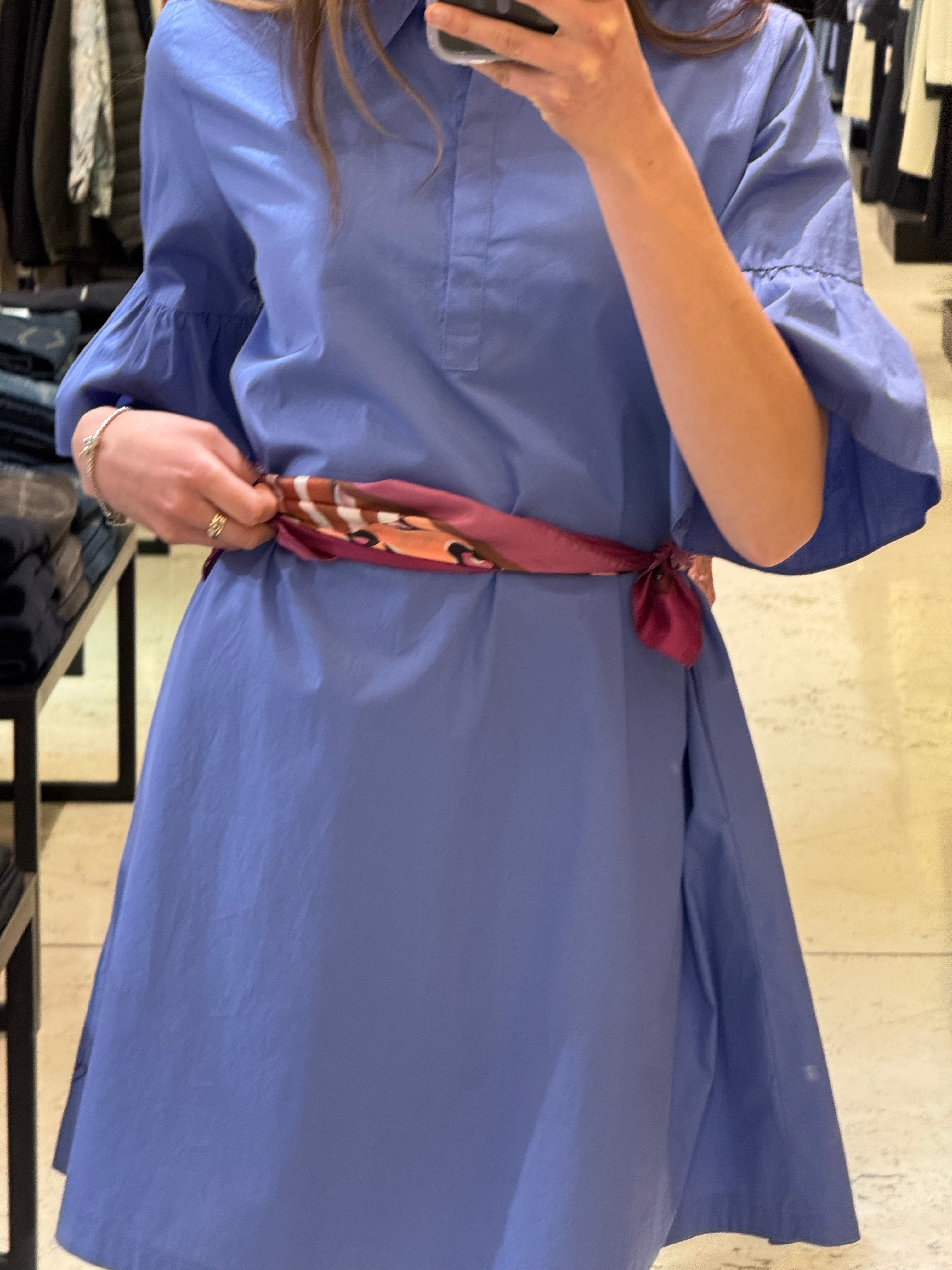 Kurzes Hemdblusenkleid mit Volantärmeln – 100 % Baumwolle